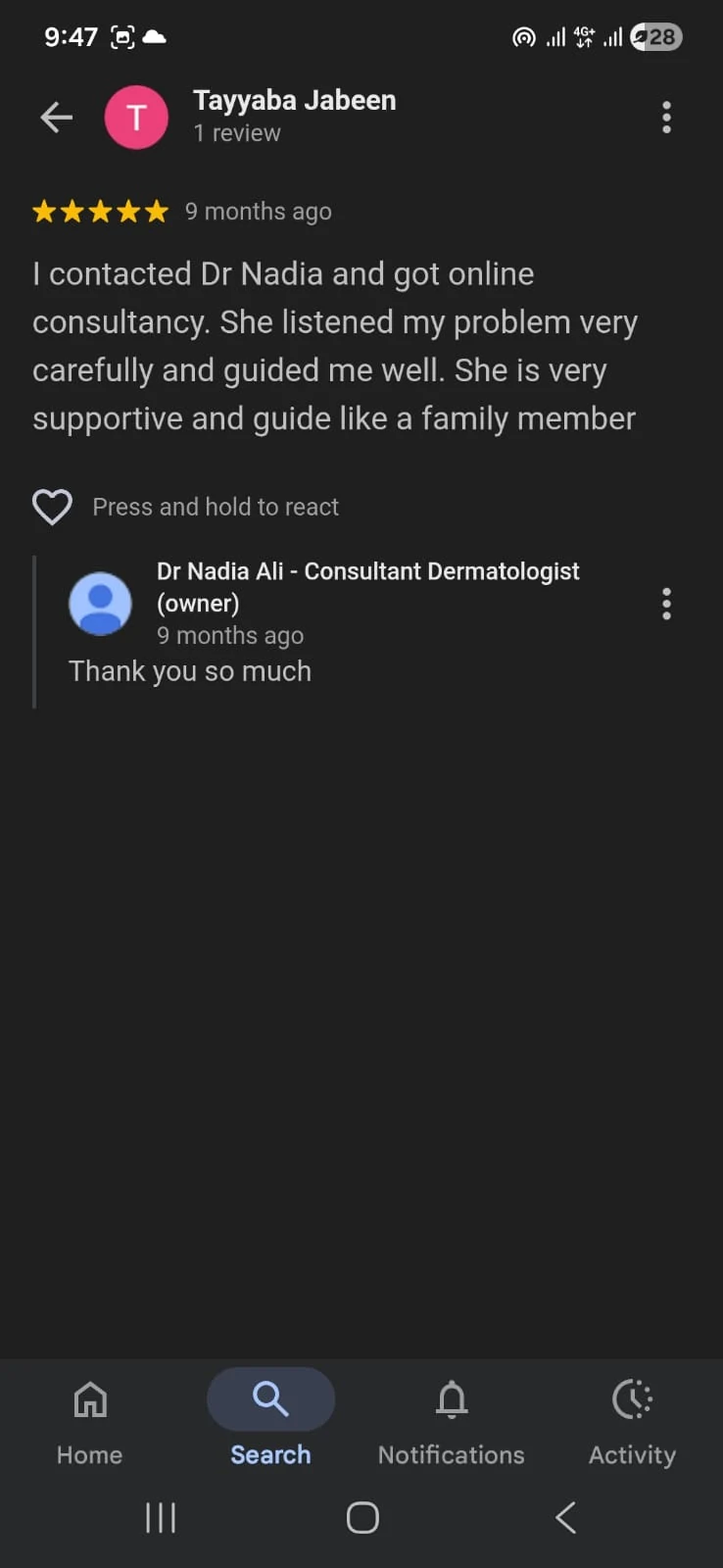Patient review screenshot 5